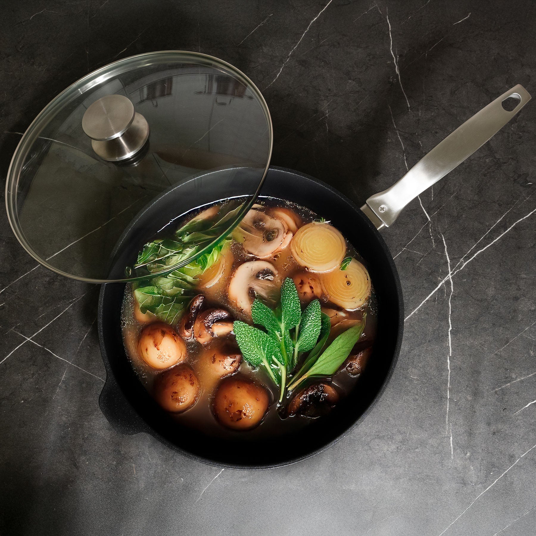 CXD PFAS Free Nonstick Saute Pan with Glass Lid