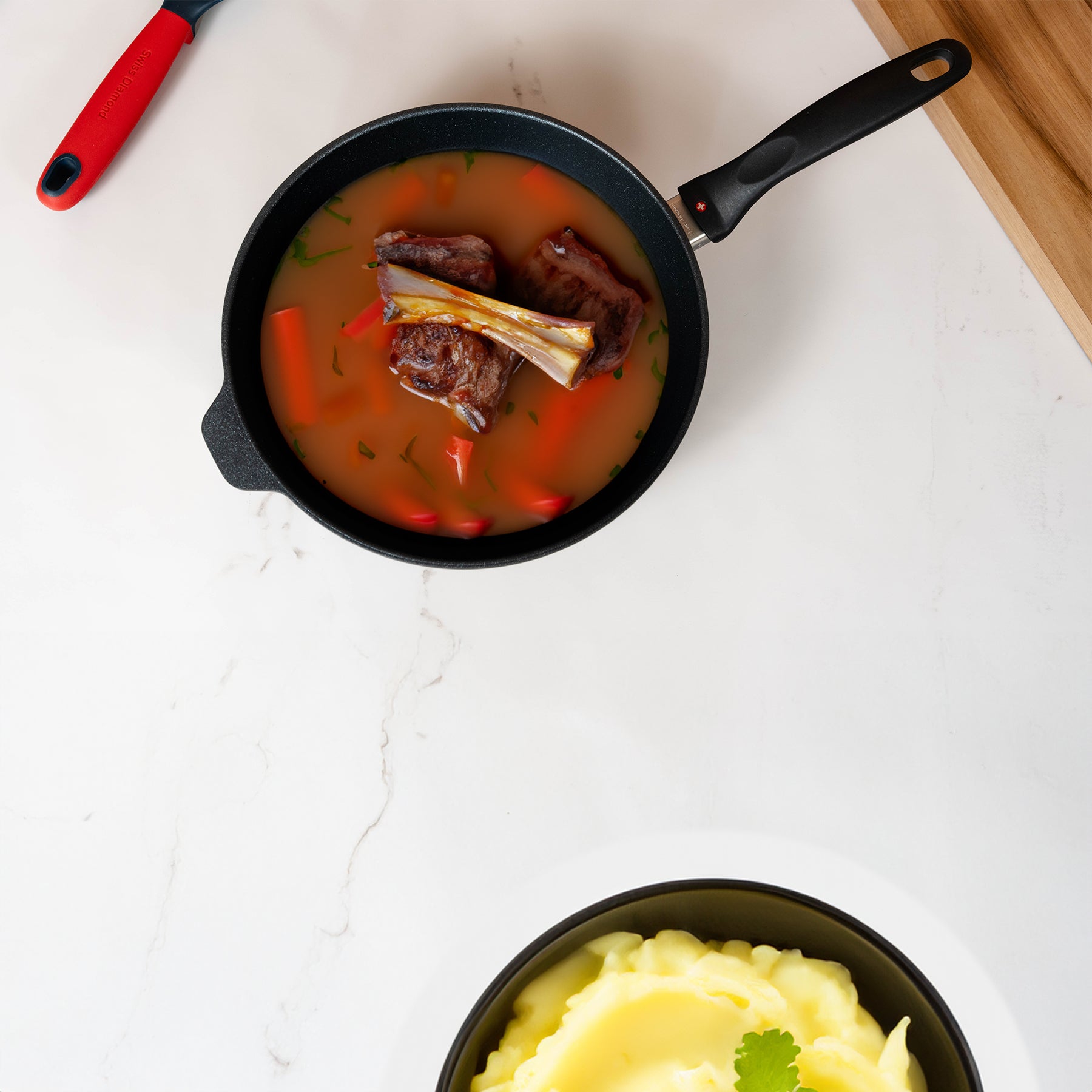 XD Nonstick 3.6 L Saute Pan - Induction in use with stew in pan
