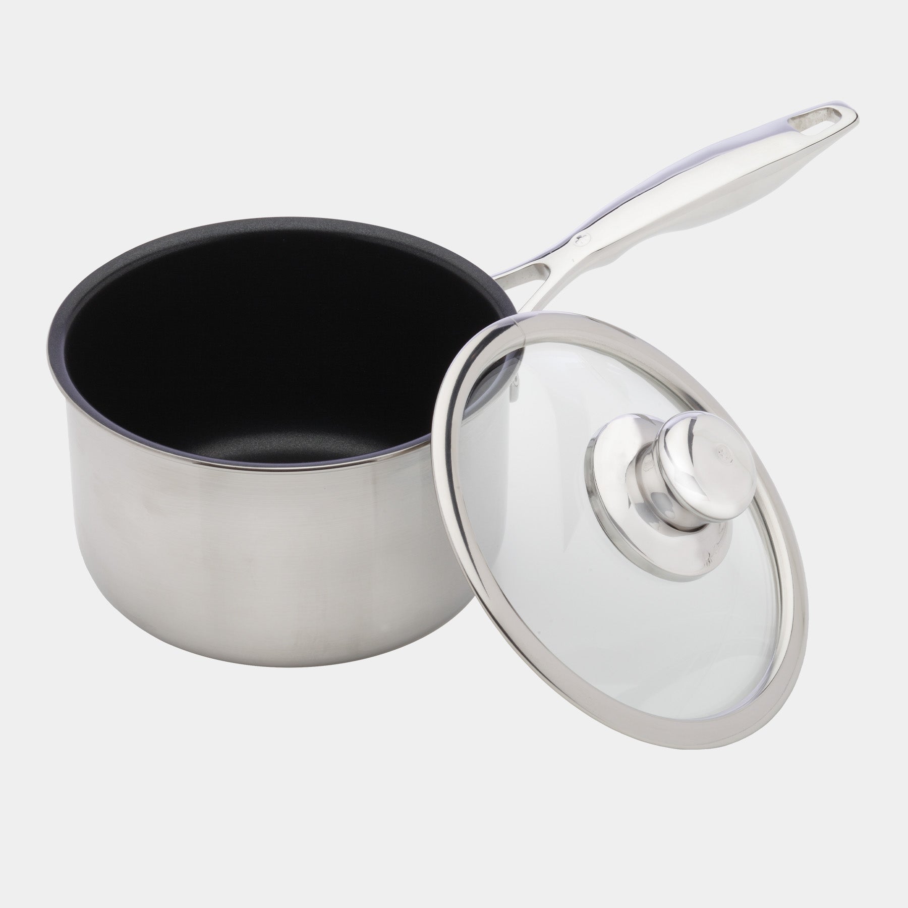 Nonstick Clad 2 L Saucepan with Glass Lid - Induction