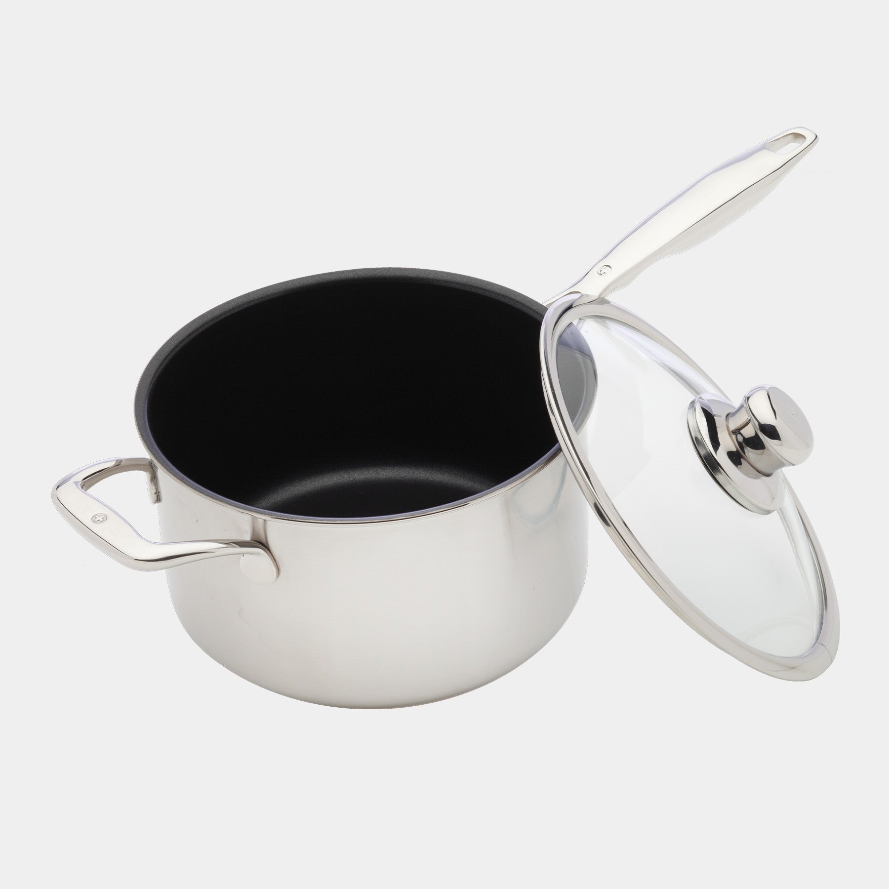 Nonstick Clad 3.5 L Saucepan with Glass Lid - Induction