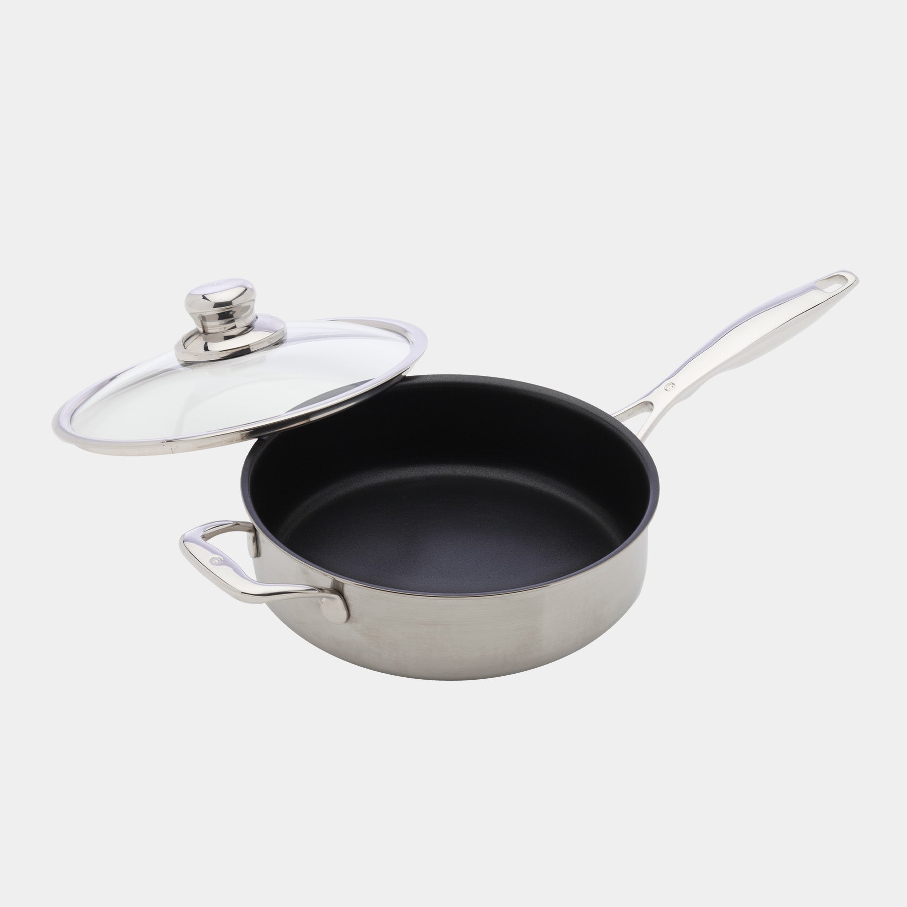 Nonstick Clad 3 L Saute Pan with Glass Lid - Induction