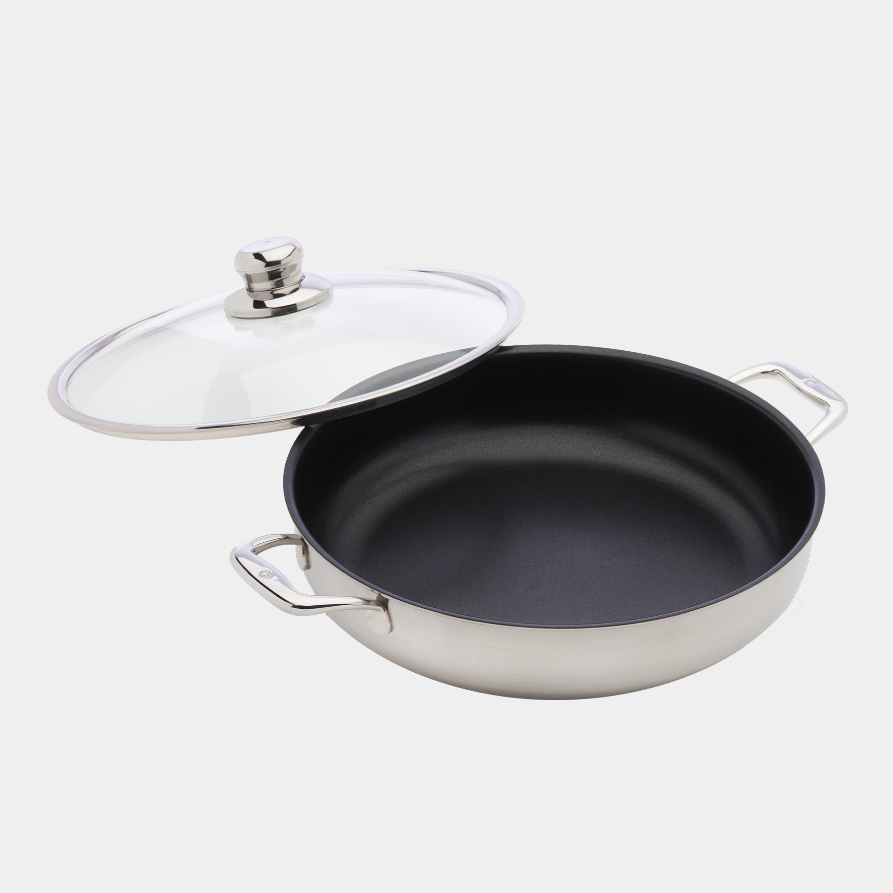 Nonstick Clad 5 L Stainless Chef's Pan with Glass Lid - Induction