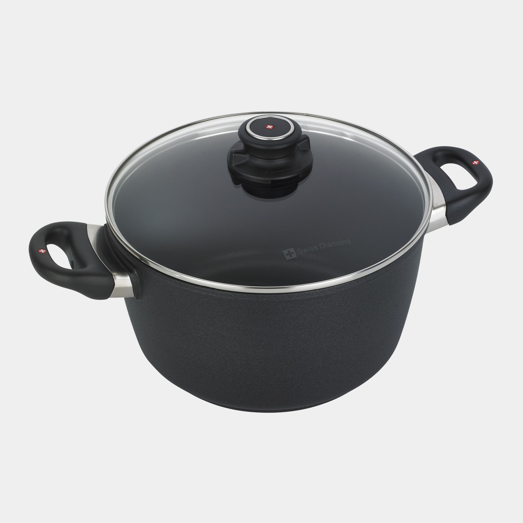 XD Nonstick 5.2 L Stock Pot with Glass Lid - Induction top view